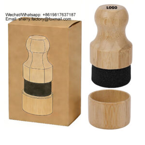 Custom Logo Cutting Board Oil Wax Applicator Round Wood Mineral Oil Wax Applicator with Lid Cutting Board Conditioner Applicator
