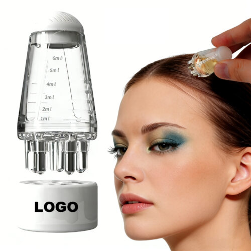 Custom Logo Mini Portable Scalp Massager Brush Plastic Comb Hair Hairbrush Growth Serum Oil Liquid Dispenser Scalp Applicator