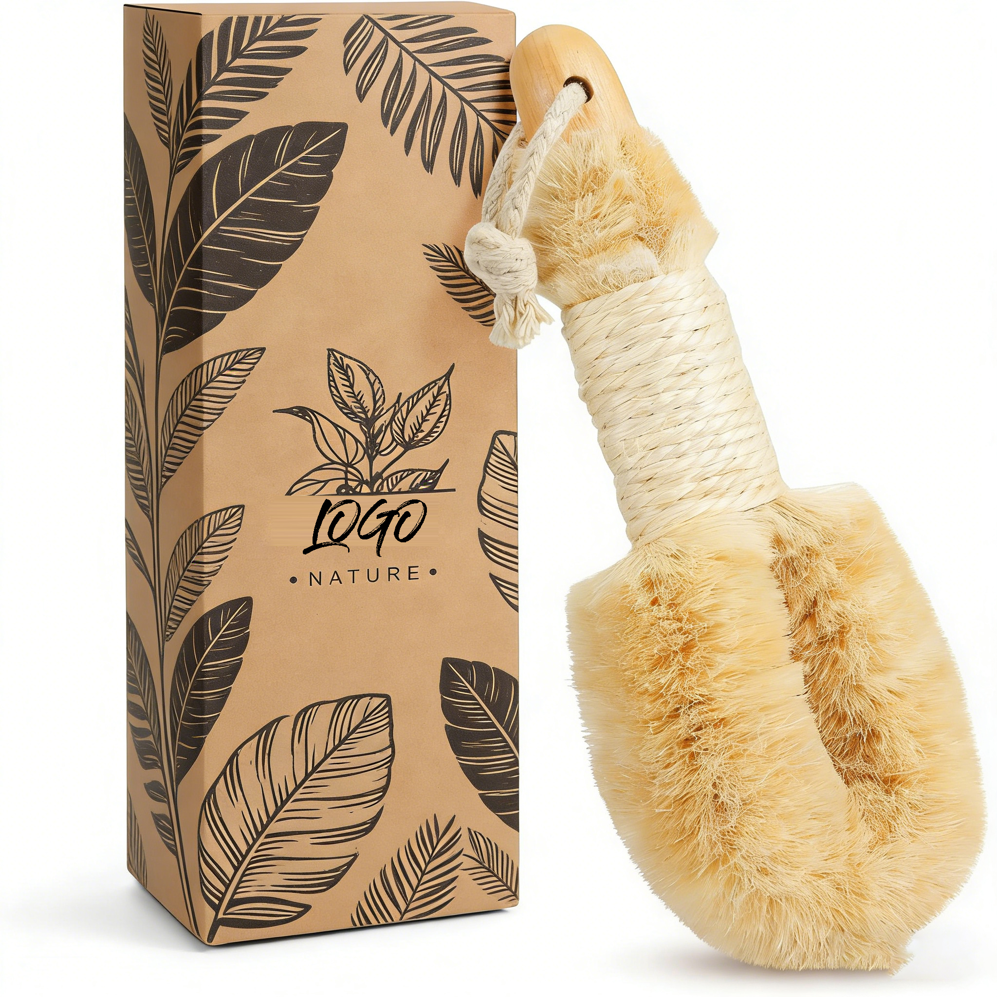 Custom Logo Dry Brushing Body Brush for Skin - Exfoliating Body Scrubber Brushes Natural Sisal Bristle for Lymphatic Drainage Cellulite Body Exfoliator for Bath Shower to Improve Circulation Stop Ingrown Hairs