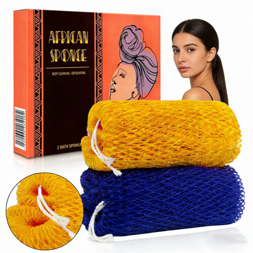 Custom Logo African Net Sponge Scrubber for All Skin Types Real African Scrub Exfoliator for Bath and Shower