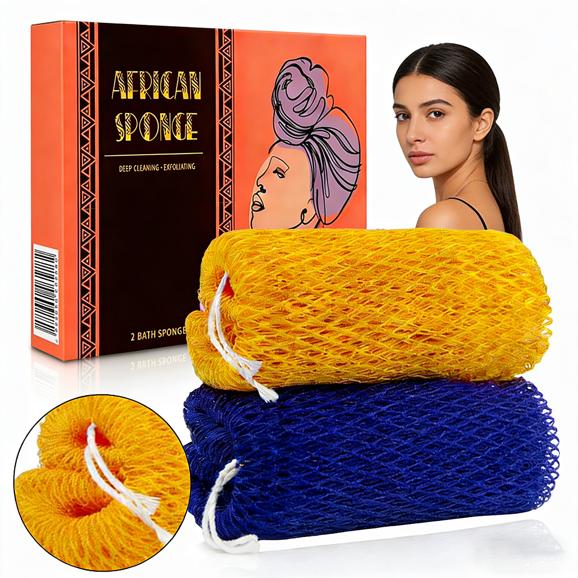 Custom Logo African Net Sponge Scrubber for All Skin Types Real African Scrub Exfoliator for Bath and Shower