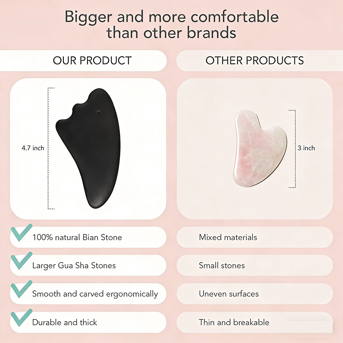Custom Logo Black Bian Stone Guasha Board Scraping Massage Tool Body Neck Back Leg Arm Facial Skincare Gua Sha Orthotic Products - 图片 3
