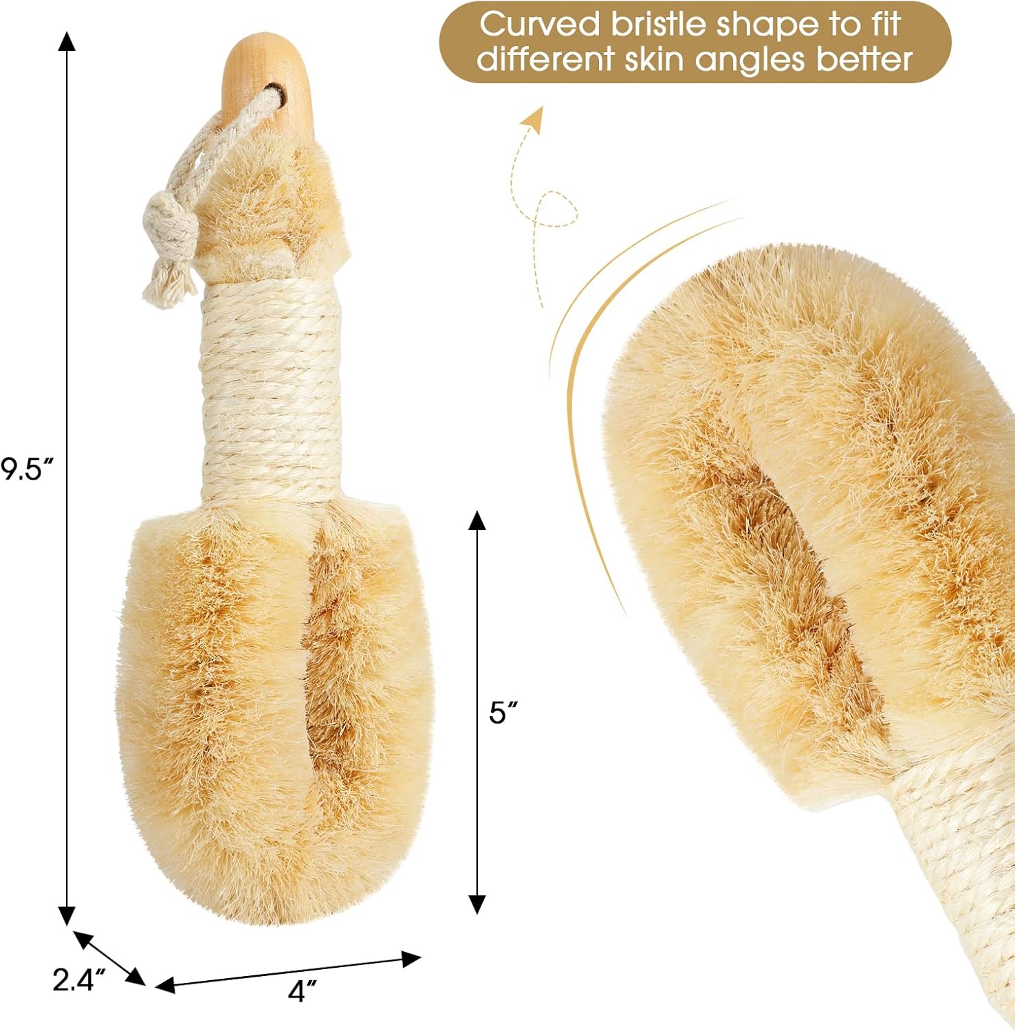 Custom Logo Dry Brushing Body Brush for Skin - Exfoliating Body Scrubber Brushes Natural Sisal Bristle for Lymphatic Drainage Cellulite Body Exfoliator for Bath Shower to Improve Circulation Stop Ingrown Hairs - 图片 3