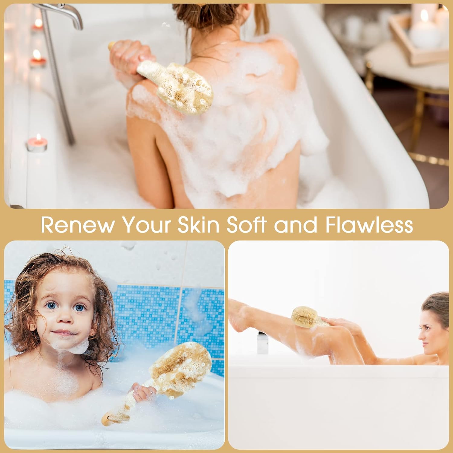 Custom Logo Dry Brushing Body Brush for Skin - Exfoliating Body Scrubber Brushes Natural Sisal Bristle for Lymphatic Drainage Cellulite Body Exfoliator for Bath Shower to Improve Circulation Stop Ingrown Hairs - 图片 4