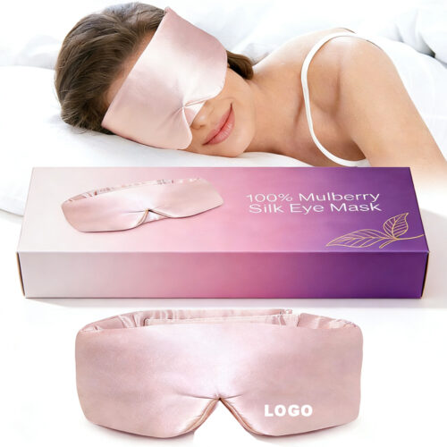 Custom Logo Back to School 3D Silk Sleep Eye Mask with Adjustable Headband Blackout Soft & Breathable for Birthday Gifts