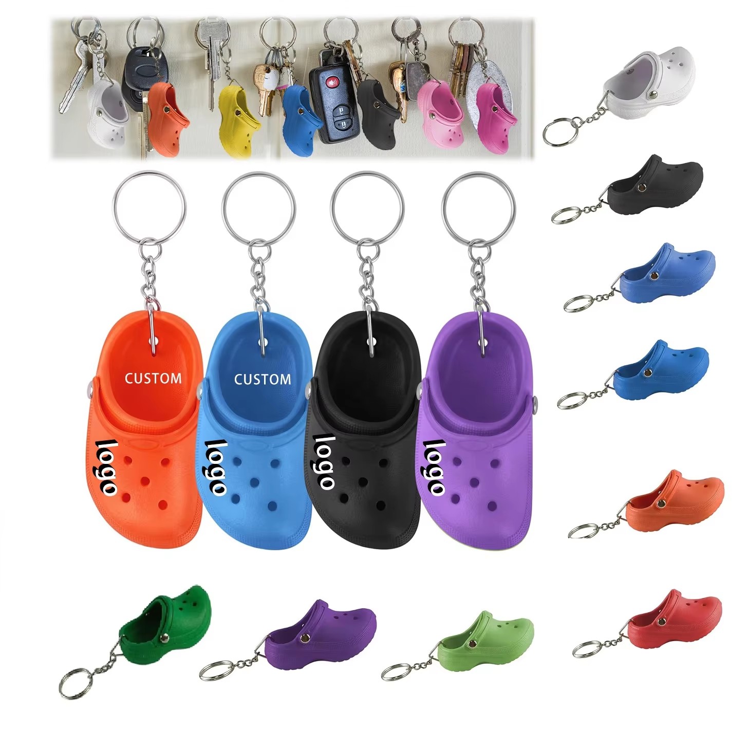 Custom Mini Rubber Slipper Keychain for Women Teens Kids Girls Boys-Cute Adorable Halloween & Diwali Gift Party Favors