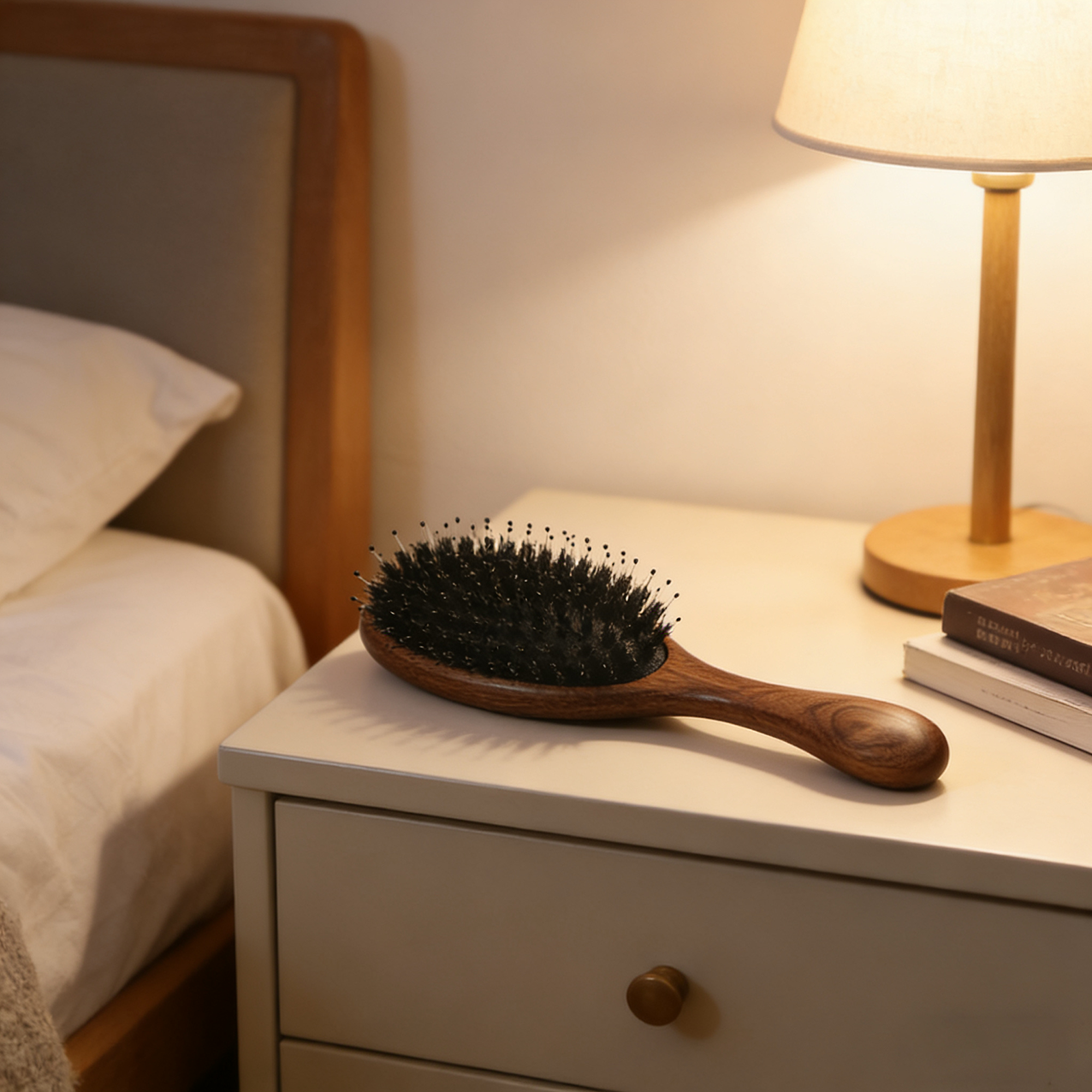 Custom Logo Oval Hair Brush Natural Walnut Wood Boar Bristle for Women Men Kids to Enhance Shine - 图片 8