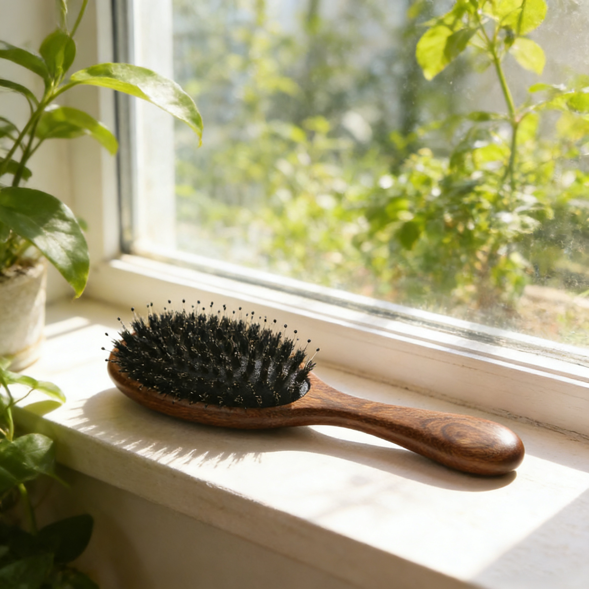 Custom Logo Oval Hair Brush Natural Walnut Wood Boar Bristle for Women Men Kids to Enhance Shine - 图片 9