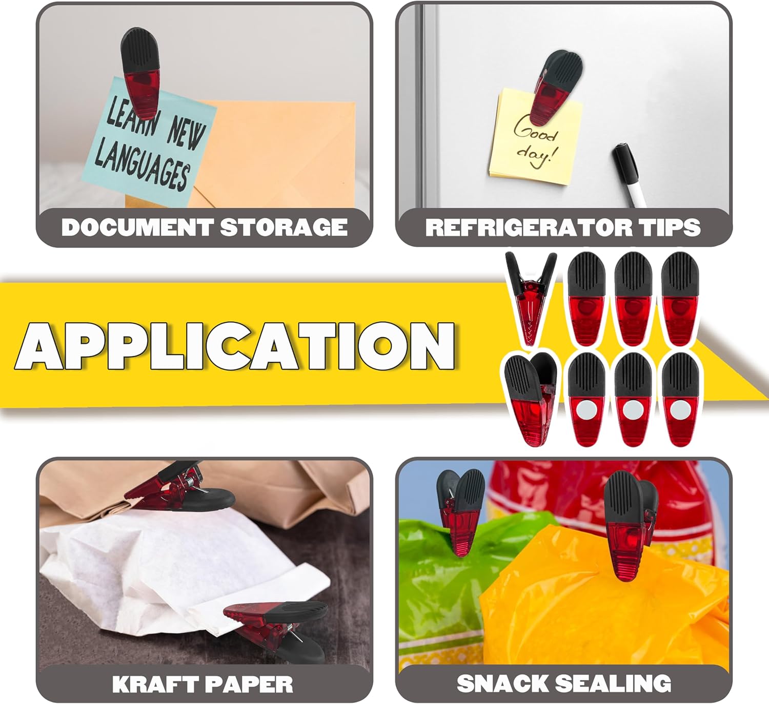 Custom Logo Plastic Heavy Duty Adjustable Multifunction Refrigerator Magnet Clips Neodymium Magnet Eco-Friendly Dishwasher Safe - 图片 9