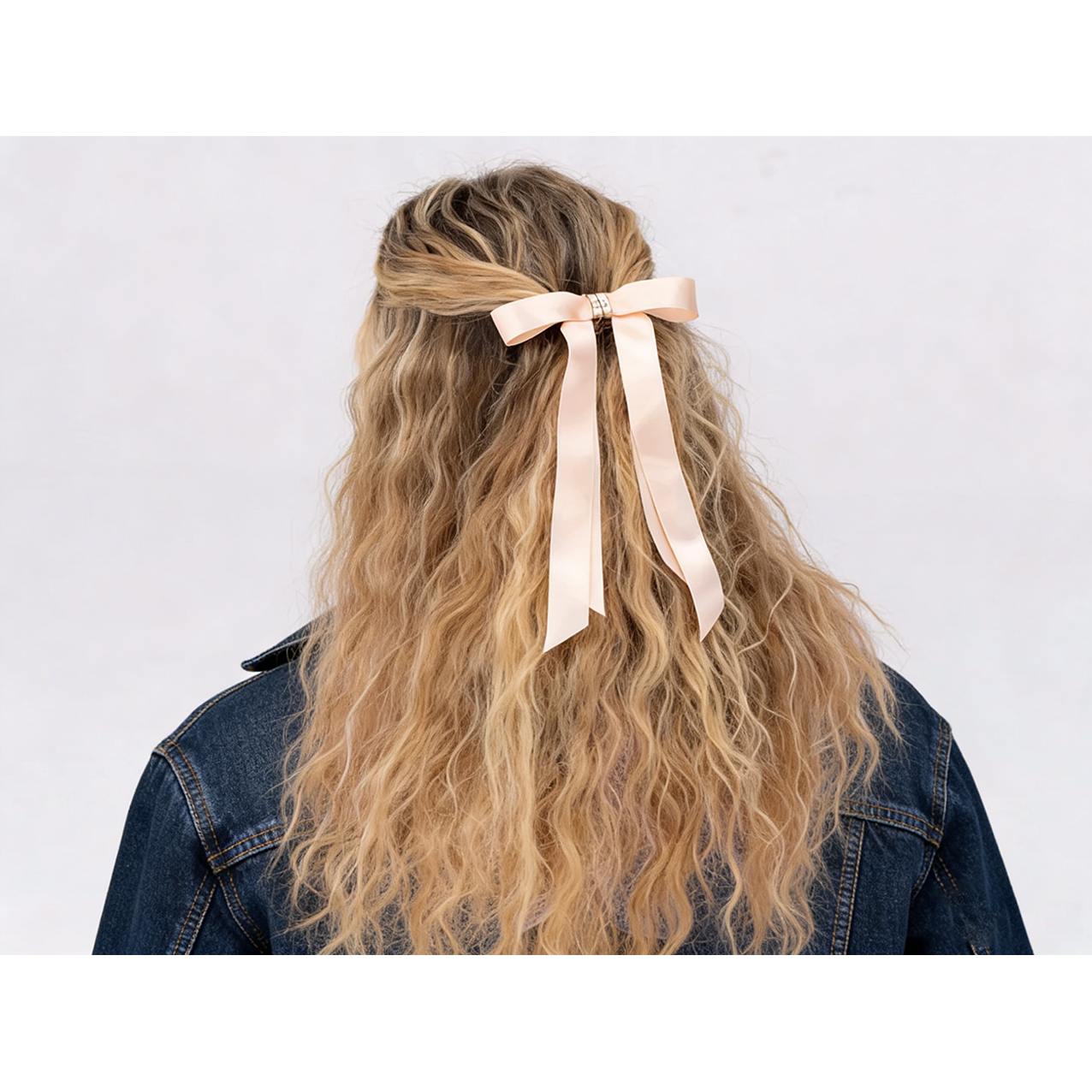 Custom Logo Magnetic Hair Clip Satin Bow Hair Accessories Two Colors Elegant Long Ribbon Hair Clips Fashion Hair Decorations - 图片 5