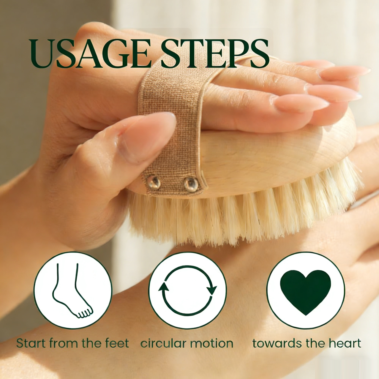 Custom Logo Oval Wood Dry Body Brush Lymphatic Care Boost Circulation Gentle Exfoliation Soft Skin Natural Boar Bristles - 图片 6