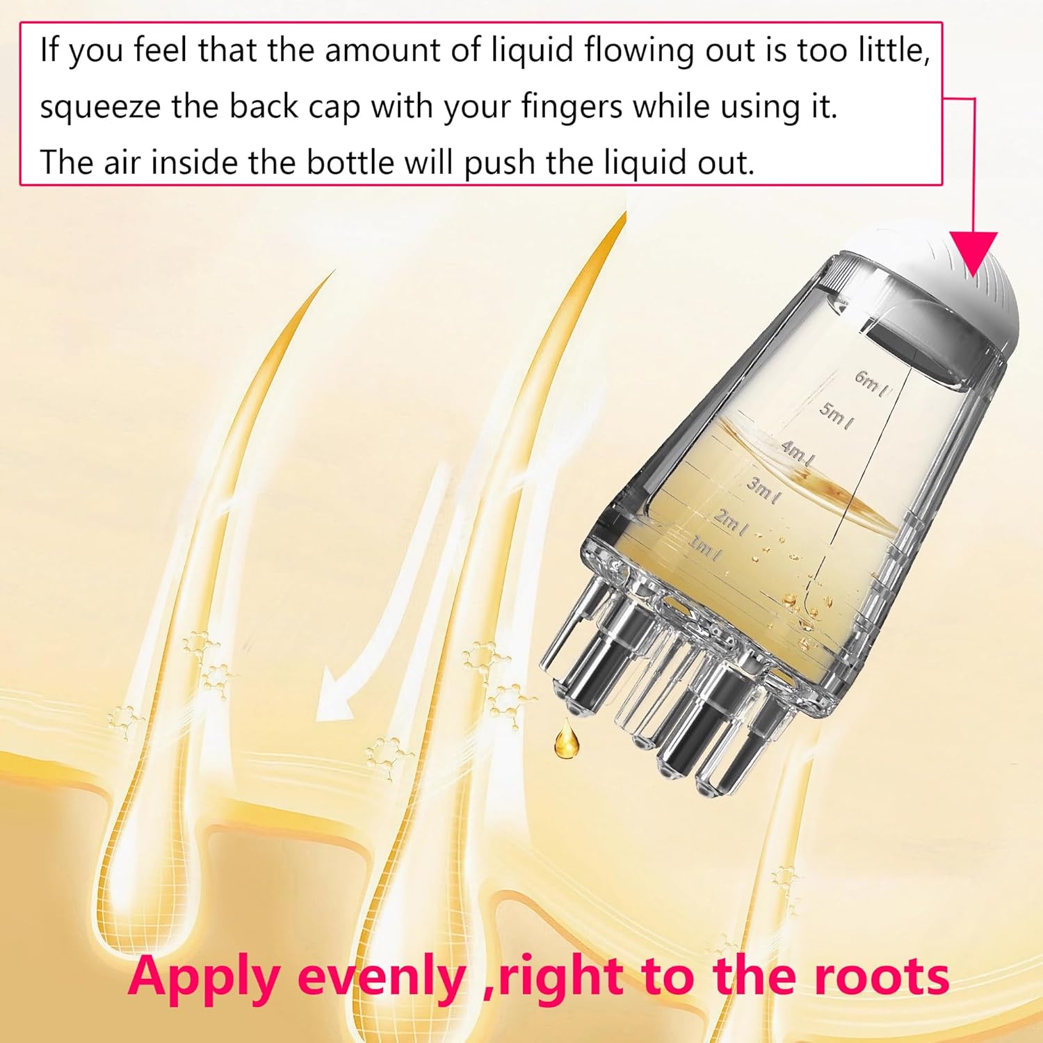 Custom Logo Mini Portable Scalp Massager Brush Plastic Comb Hair Hairbrush Growth Serum Oil Liquid Dispenser Scalp Applicator - 图片 5