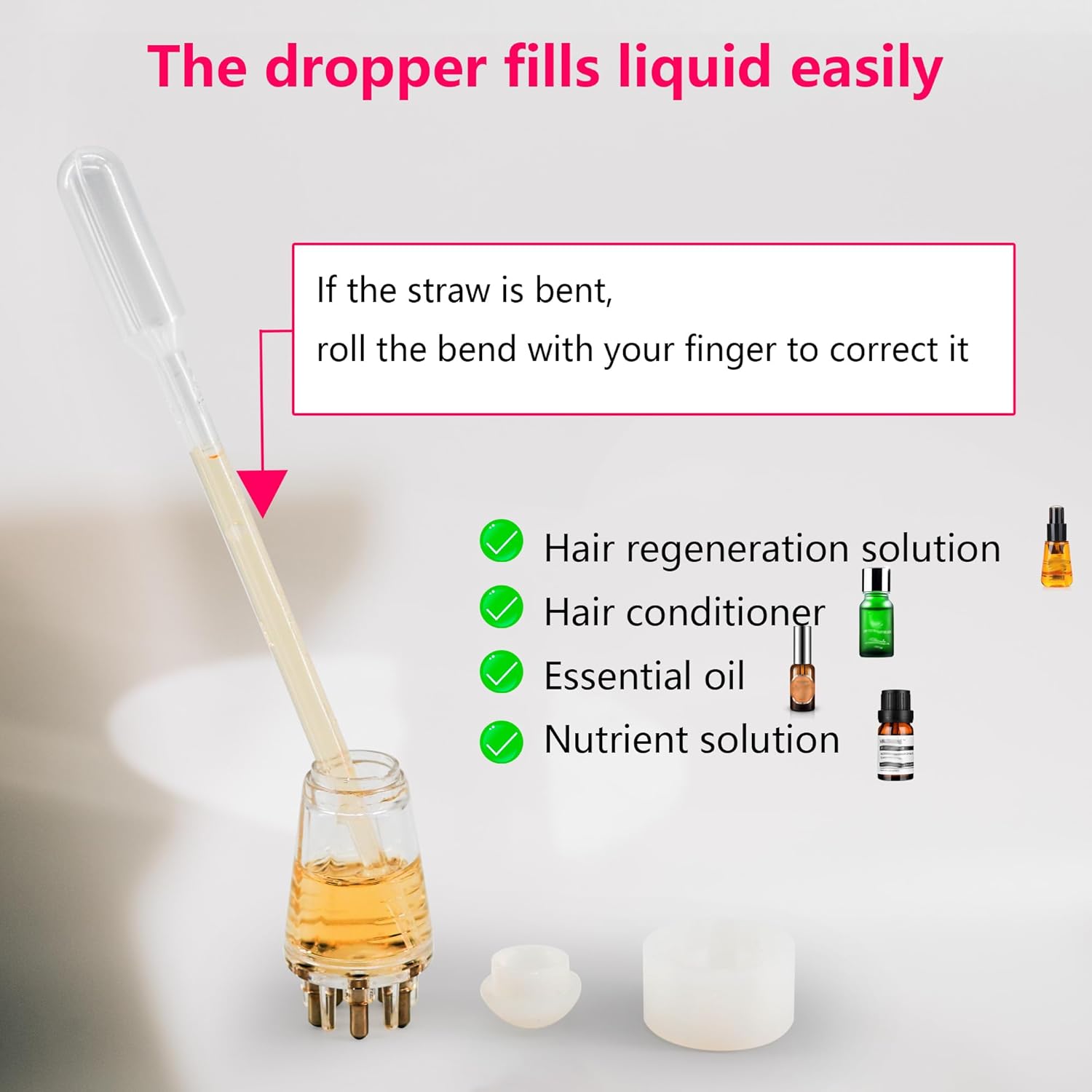 Custom Logo Mini Portable Scalp Massager Brush Plastic Comb Hair Hairbrush Growth Serum Oil Liquid Dispenser Scalp Applicator - 图片 3