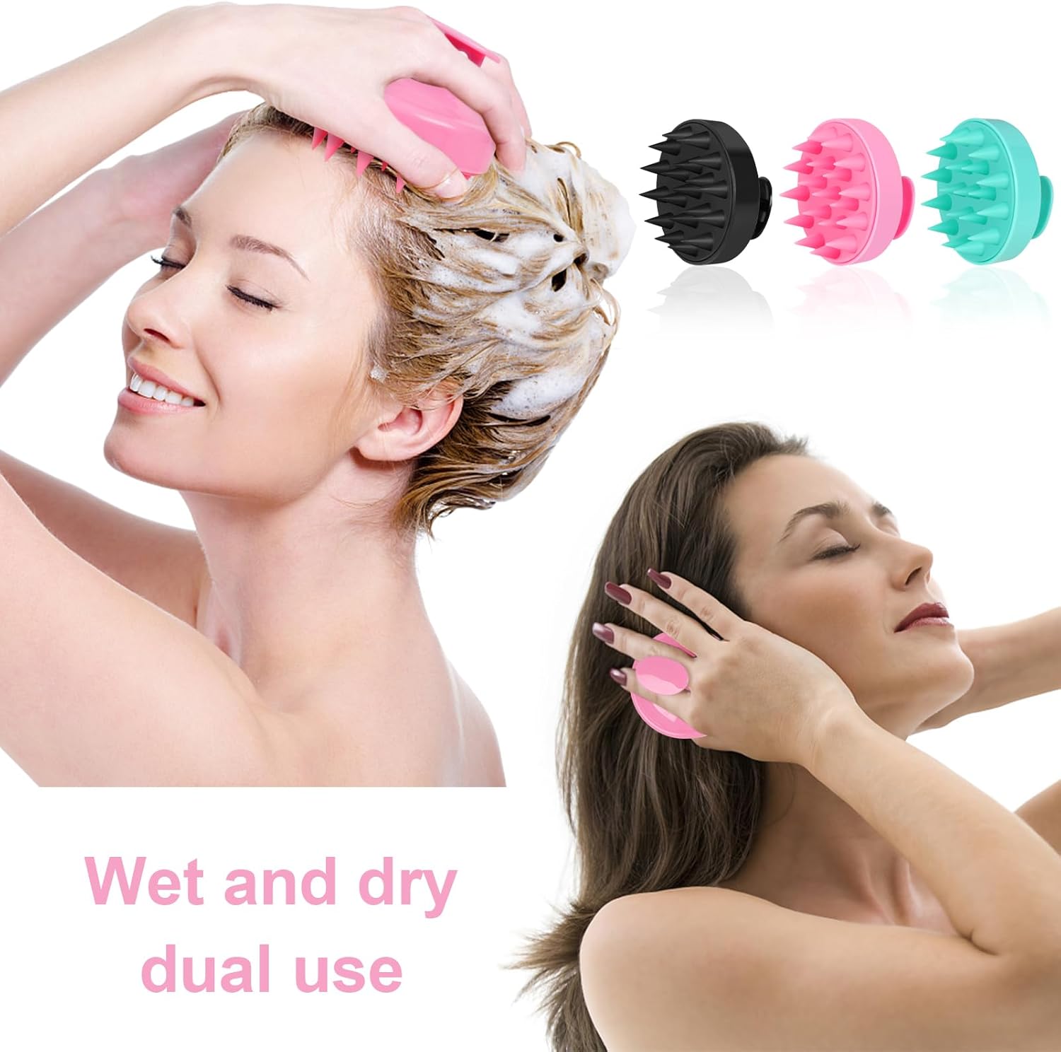 Custom Logo Scalp Massager 3 Pack, Shampoo Brush, Hair Scrubber for Exfoliation, Soft Silicone Brush for Hair Growth and Dandruff Removal - 图片 8
