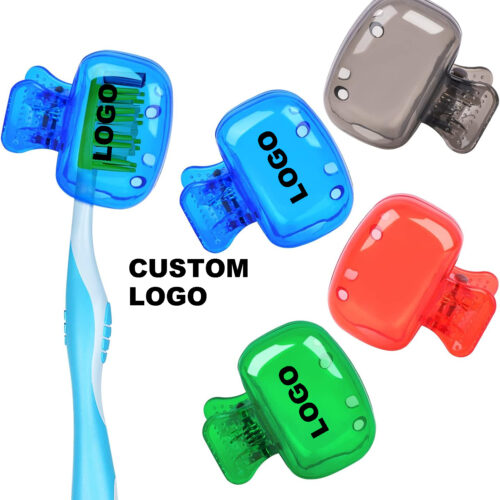 Custom Logo Travel Toothbrush Head Covers Toothbrush Protector Cap Brush Pod Case Protective Portable Plastic Clip for Household Travel, Camping, Bathroom, School, Business