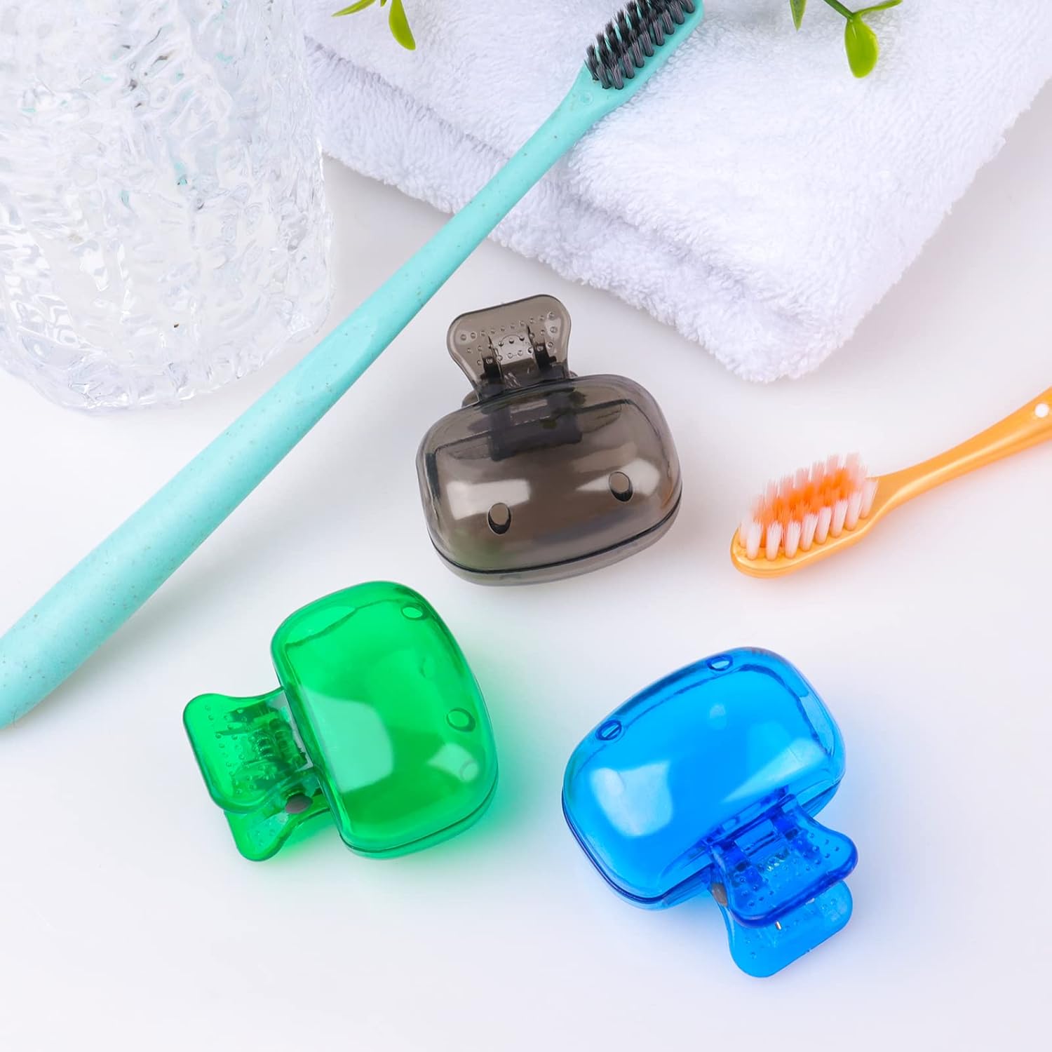 Custom Logo Travel Toothbrush Head Covers Toothbrush Protector Cap Brush Pod Case Protective Portable Plastic Clip for Household Travel, Camping, Bathroom, School, Business - 图片 6