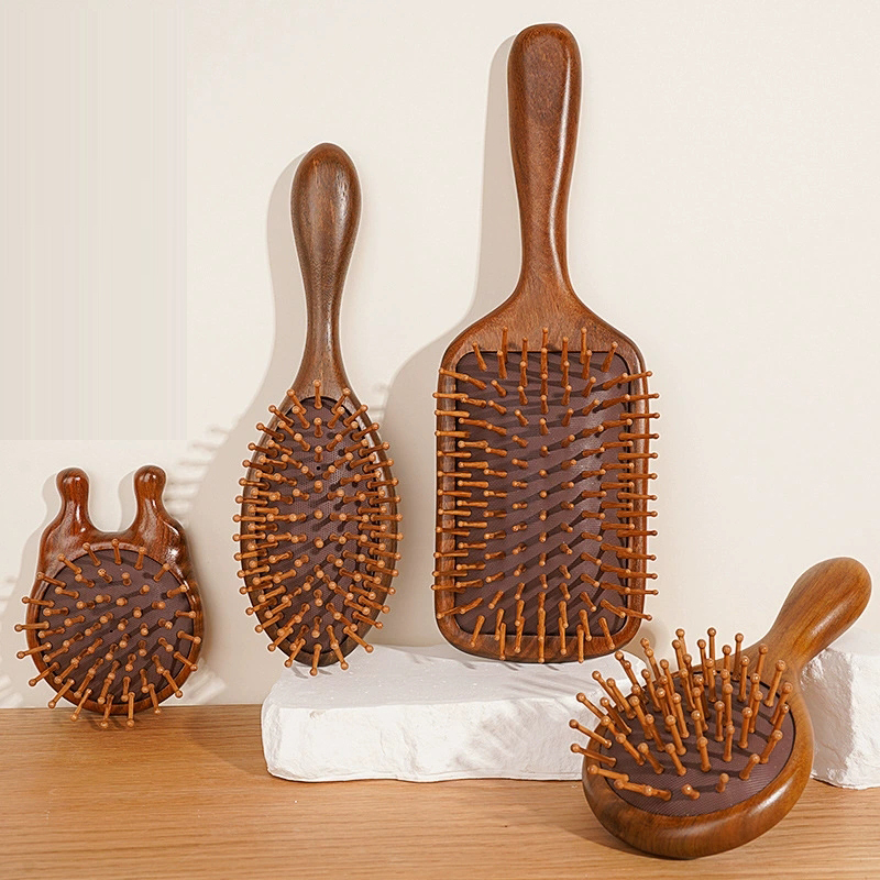 Custom Logo Eco-Friendly Wide Tooth Air Cushion Wooden Comb Gift Set Luxury Rosewood Detangling Hair Brush Smoothing - 图片 5