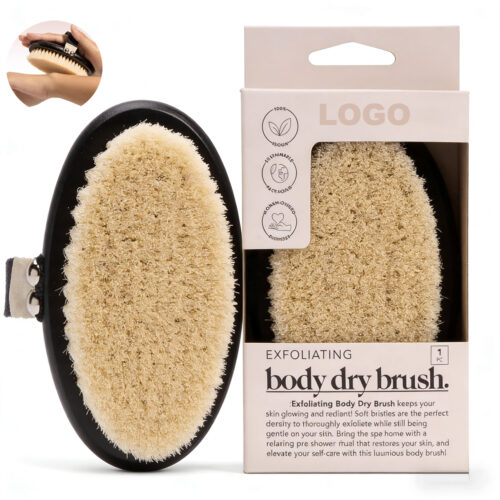 Custom Logo Dry Brushing Body Brush for Lymphatic Drainage and Exfoliation Body Scrubber with Comfortable Bristles