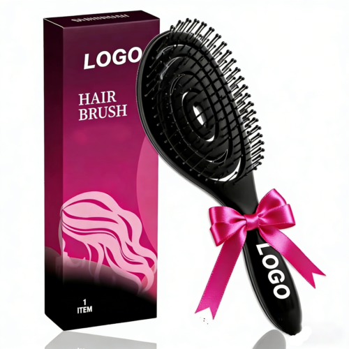 Custom Logo Spiral Hairbrush - Detangle Hair Brush - For Brushing Wet or Blow Dry Hair - Detangler Vent Brush