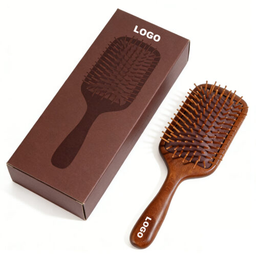Custom Logo Eco-Friendly Wide Tooth Air Cushion Wooden Comb Gift Set Luxury Rosewood Detangling Hair Brush Smoothing