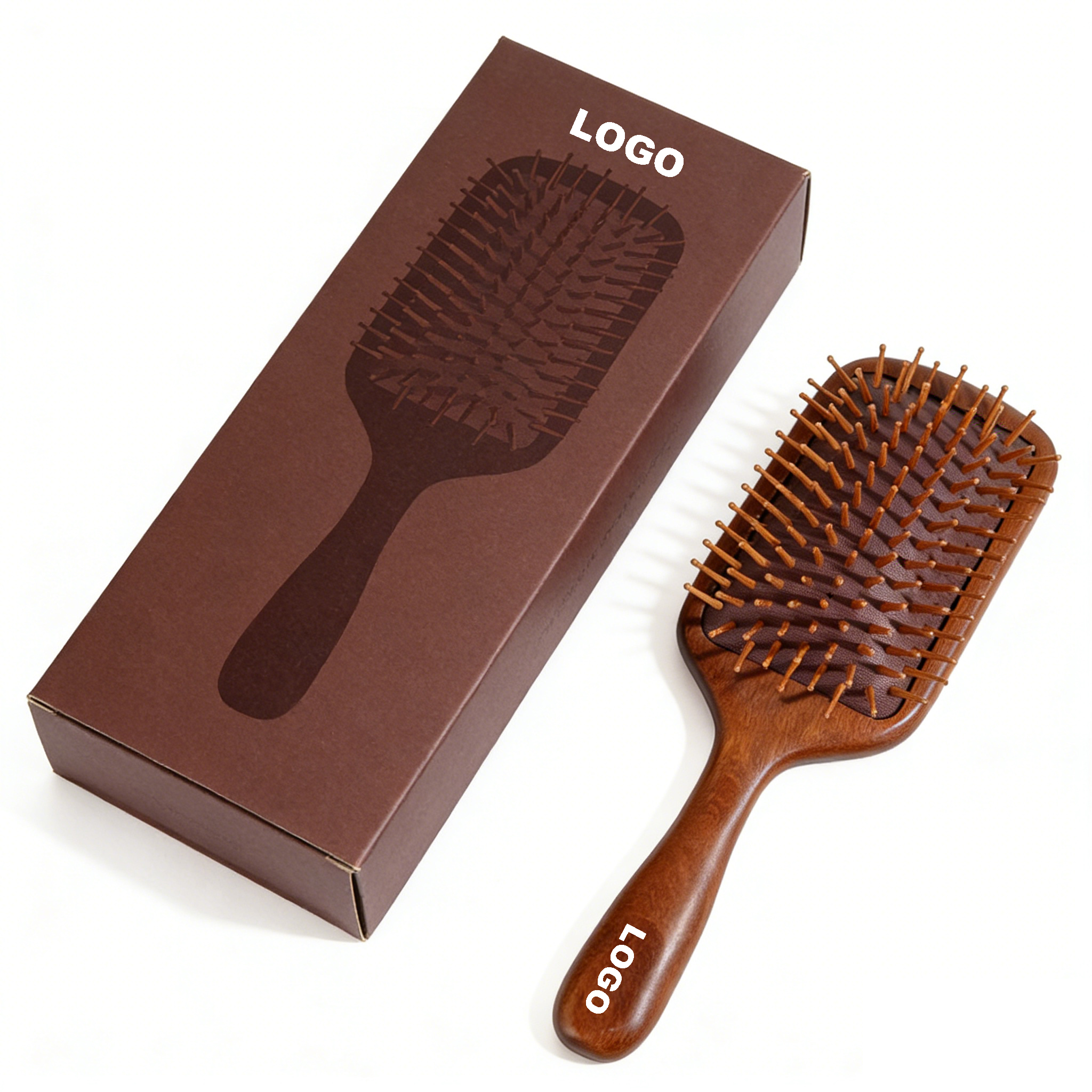 Custom Logo Eco-Friendly Wide Tooth Air Cushion Wooden Comb Gift Set Luxury Rosewood Detangling Hair Brush Smoothing